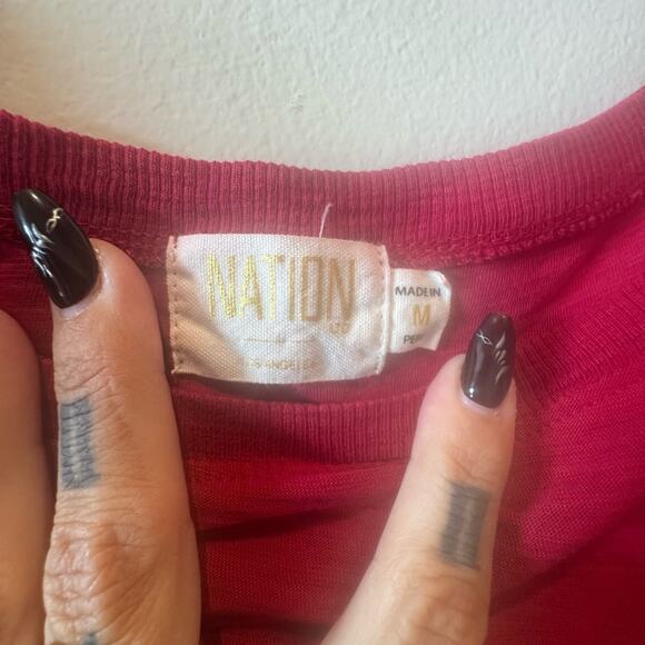 Nation LTD Hilary Romance Puff Sleeve Tee in Heartbreaker size medium - Picture 7 of 7